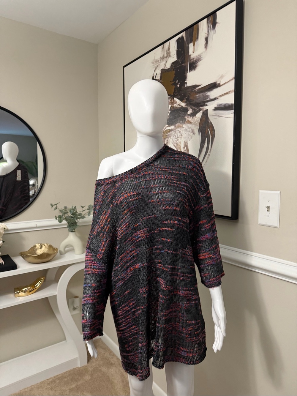 Zara Black & Pink Marled Knit top